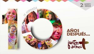 Cartel de la Jornada Juntos Somos Más... 10 años después, del área de Misión Compartida de la CONFER