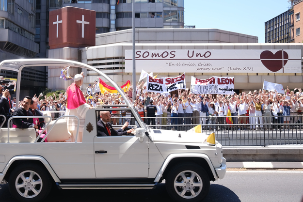 El papa León durante su visita a Madrid